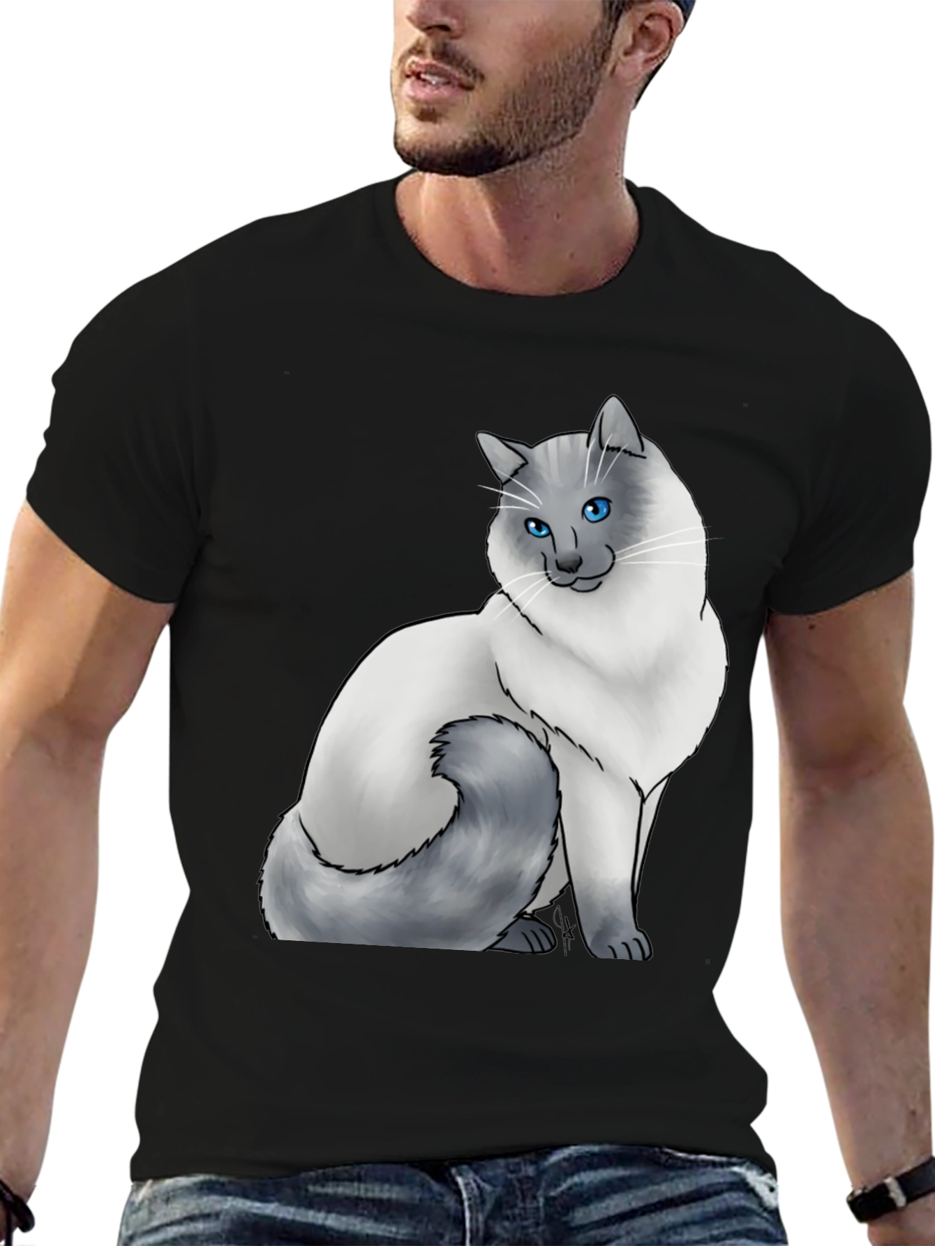 Cat Lover T-Shirt - Blue Eyed Cat Graphic Tee