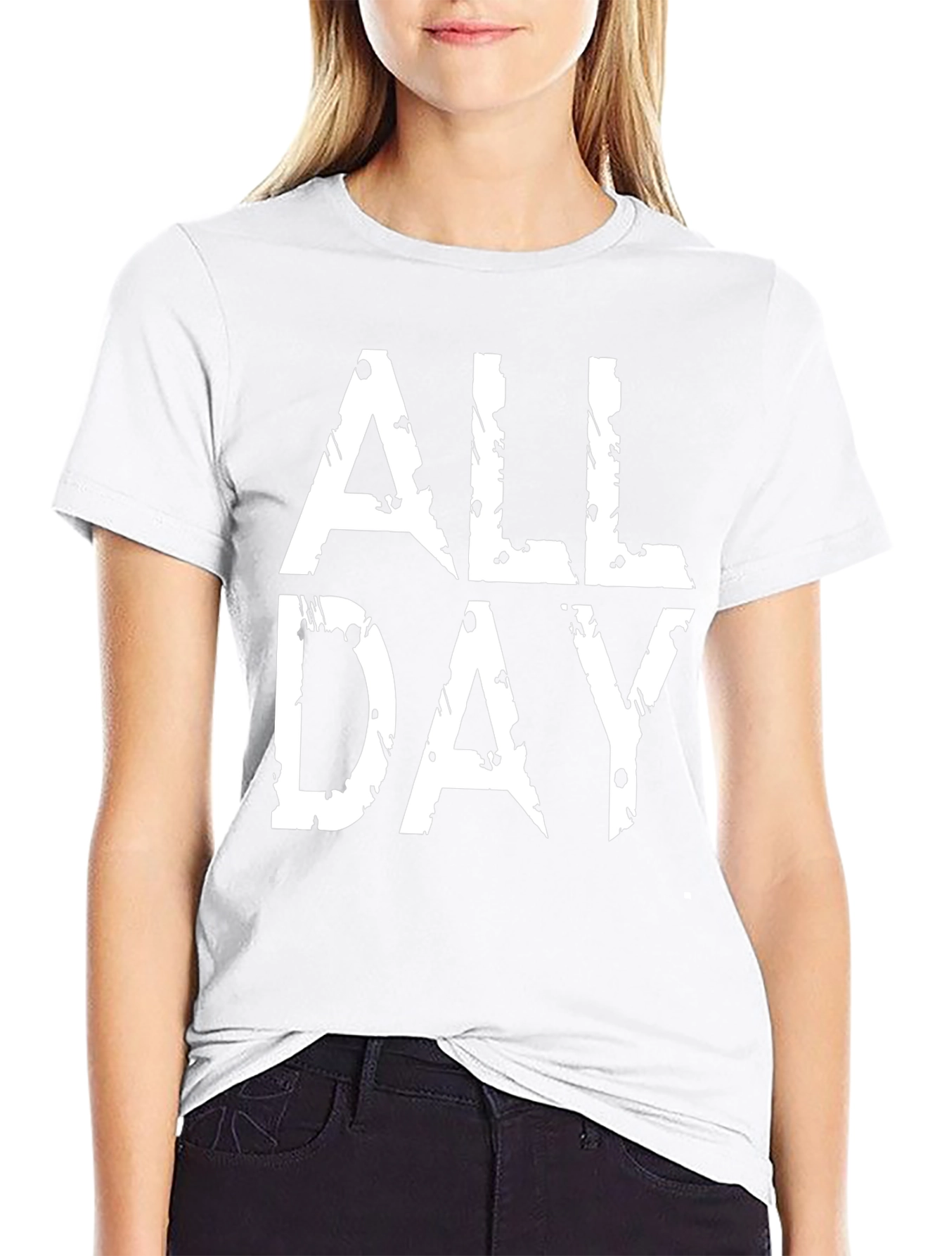 All Day Graphic Tee - Black Cotton Casual T-Shirt