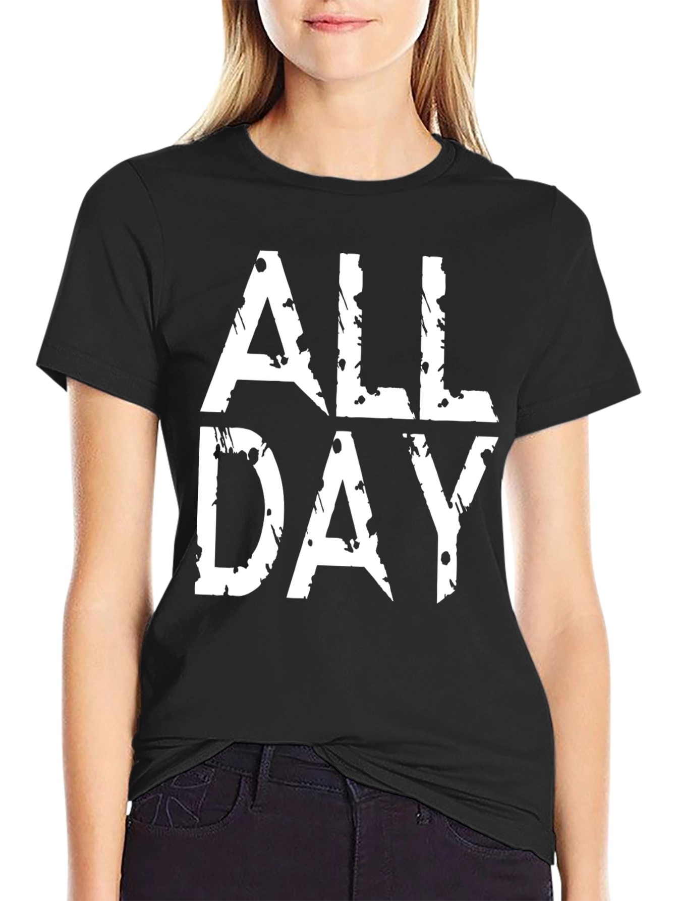 All Day Graphic Tee - Black Cotton Casual T-Shirt