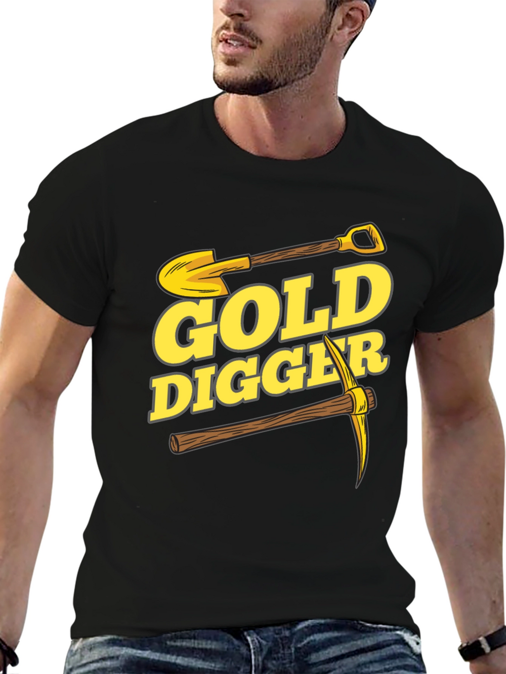 Gold Digger Graphic Tee - Black Cotton T-Shirt