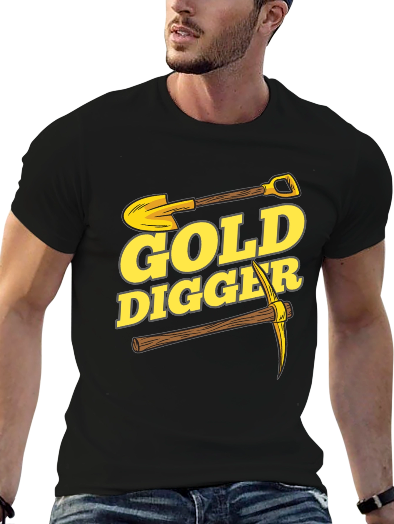 Gold Digger Graphic Tee - Black Cotton T-Shirt