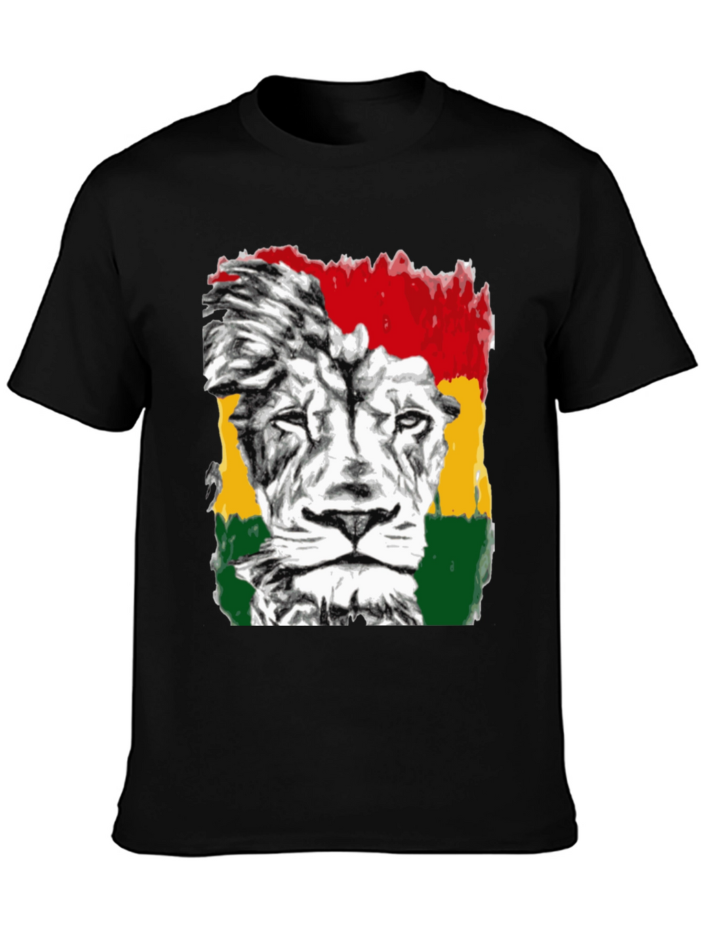 Rasta Lion Graphic Tee - Reggae Inspired Black T-Shirt