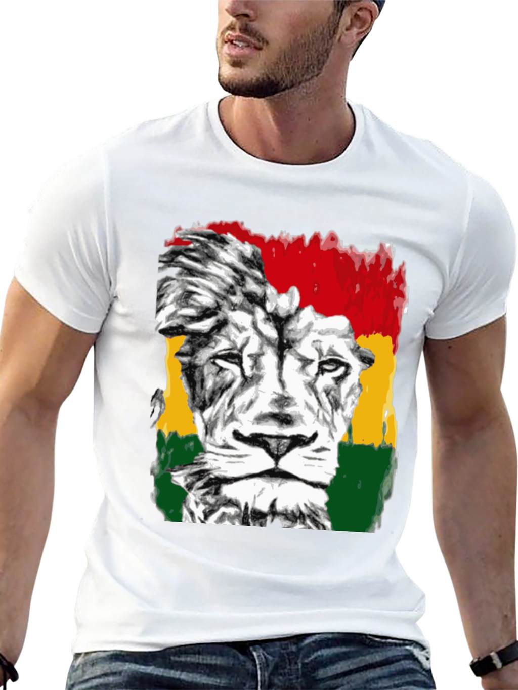 Rasta Lion Graphic Tee - Reggae Inspired Black T-Shirt