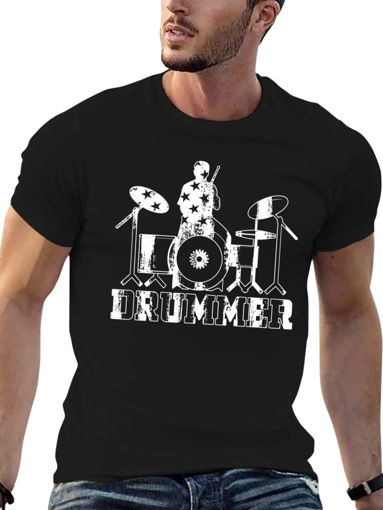 Drummer Graphic Tee - Mens Black T-Shirt