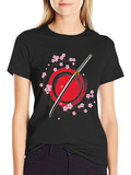 Samurai Katana Cherry Blossom Graphic T-Shirt