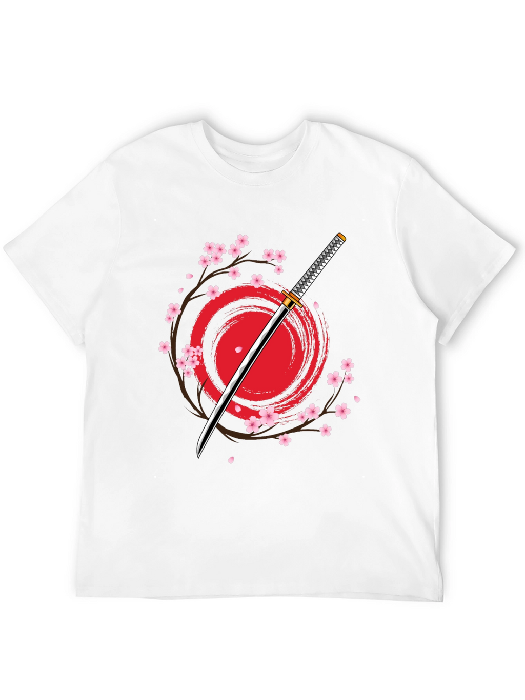 Samurai Katana Cherry Blossom Graphic T-Shirt
