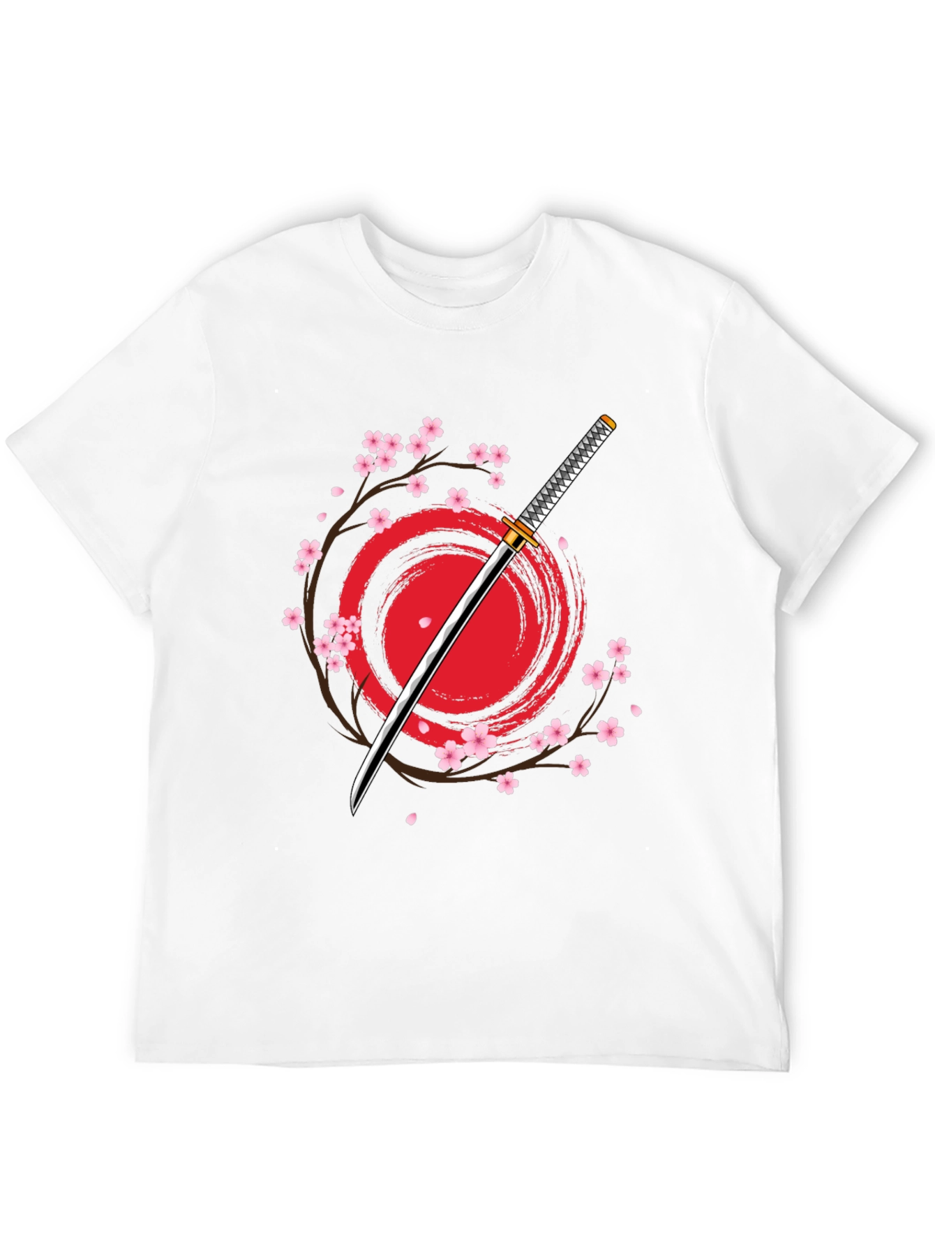 Samurai Katana Cherry Blossom Graphic T-Shirt