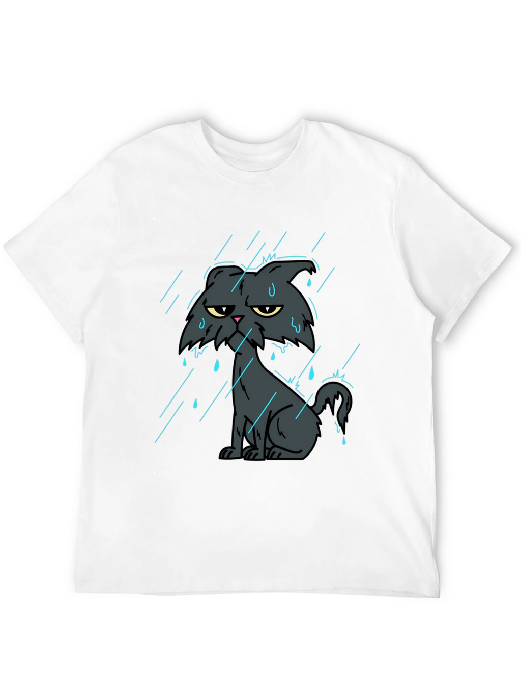 Grumpy Cat in Rain Black T-Shirt