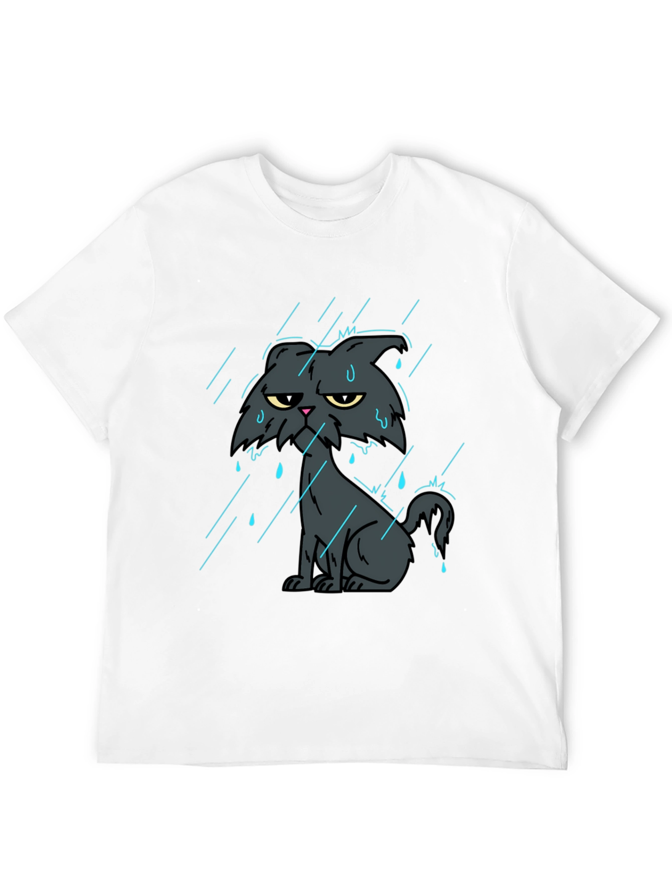 Grumpy Cat in Rain Black T-Shirt