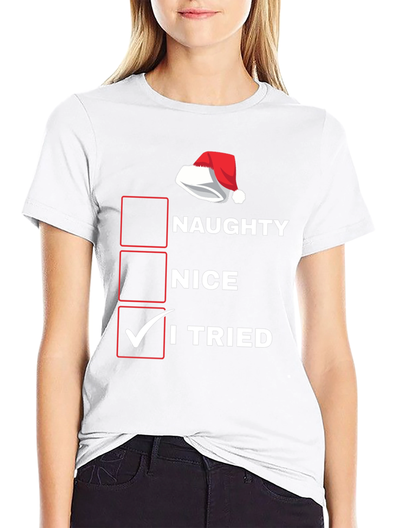Naughty Nice I Tried Christmas T-Shirt