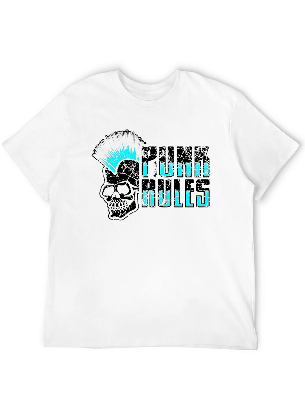 Punk Rules Skull Graphic Tee - Black Cotton T-Shirt