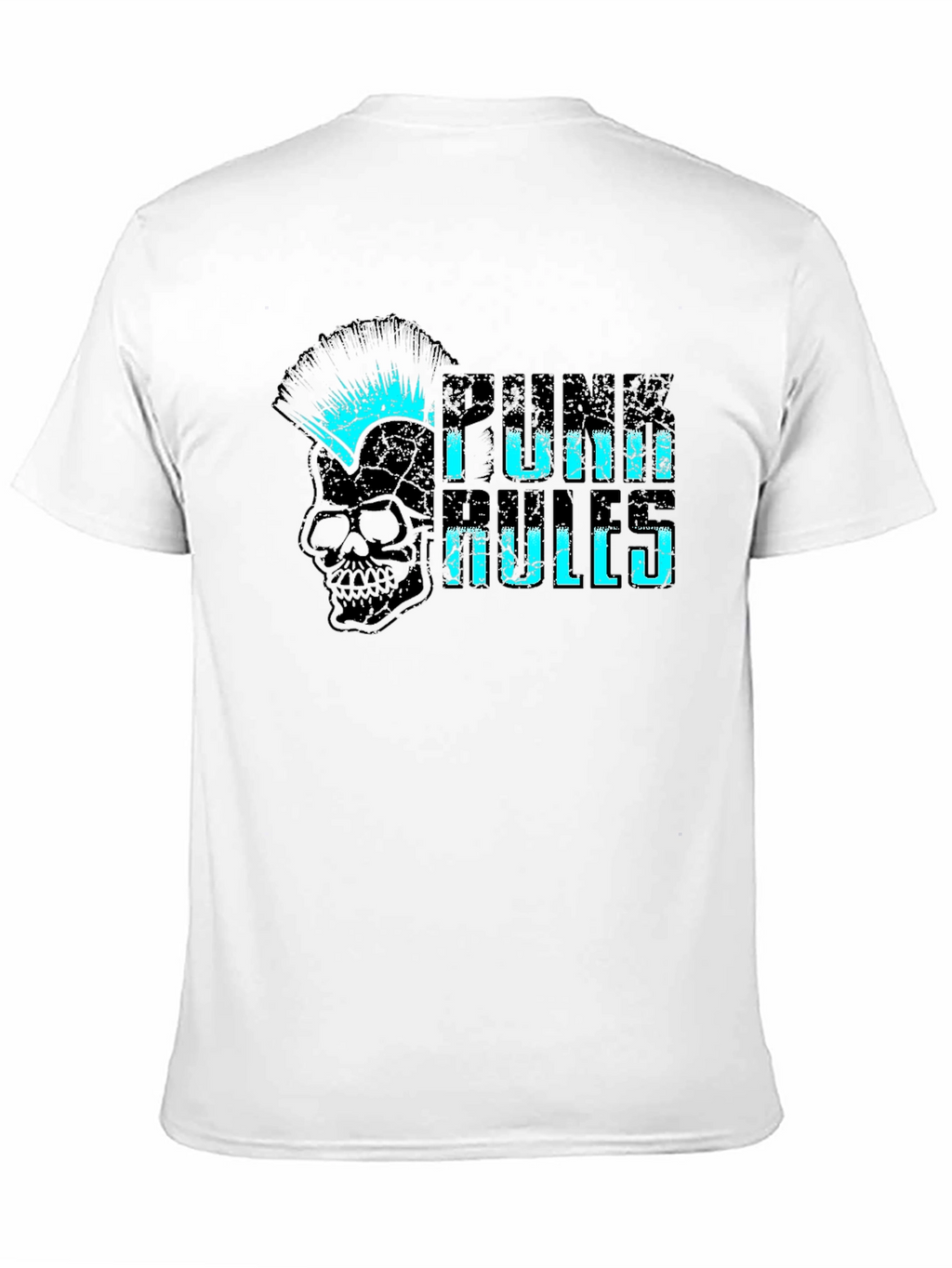 Punk Rules Skull Graphic Tee - Black Cotton T-Shirt