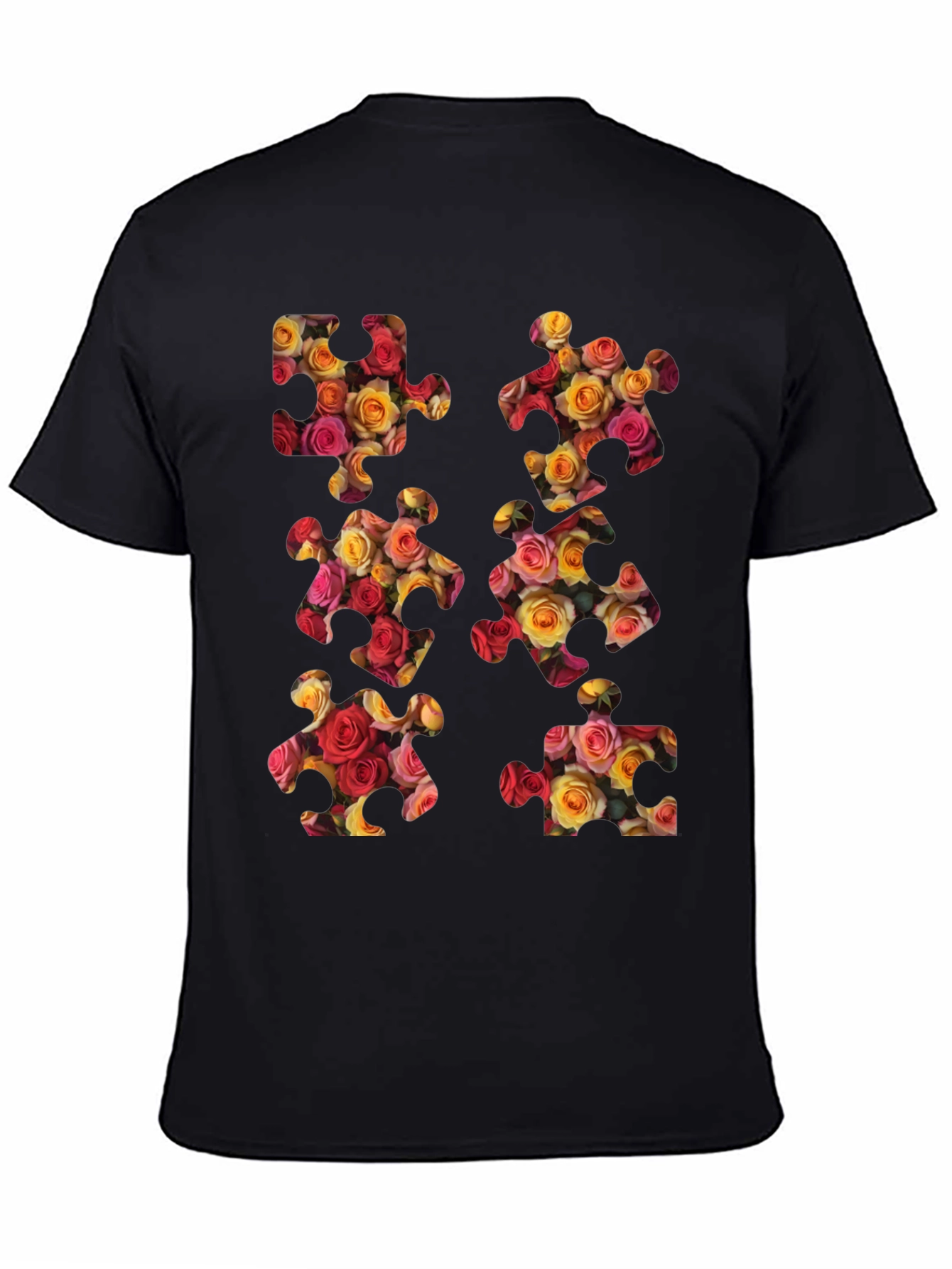 Floral Puzzle Piece Graphic Tee - Stylish & Unique