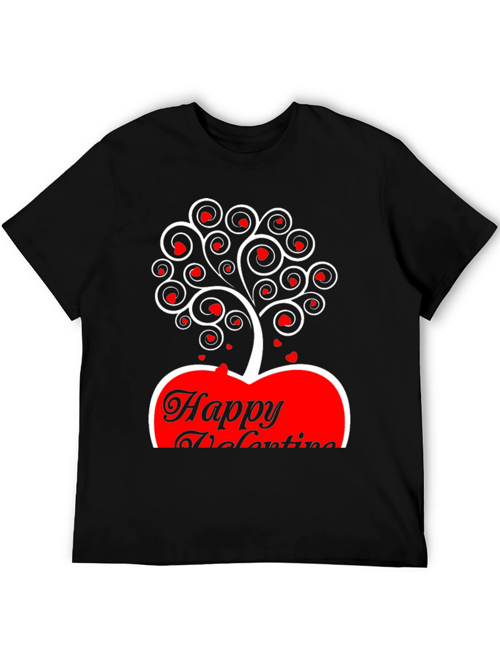 Valentines Day Heart Tree T-Shirt - Black