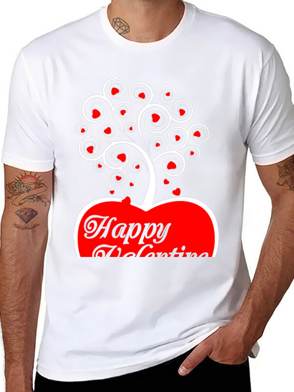 Valentines Day Heart Tree T-Shirt - Black
