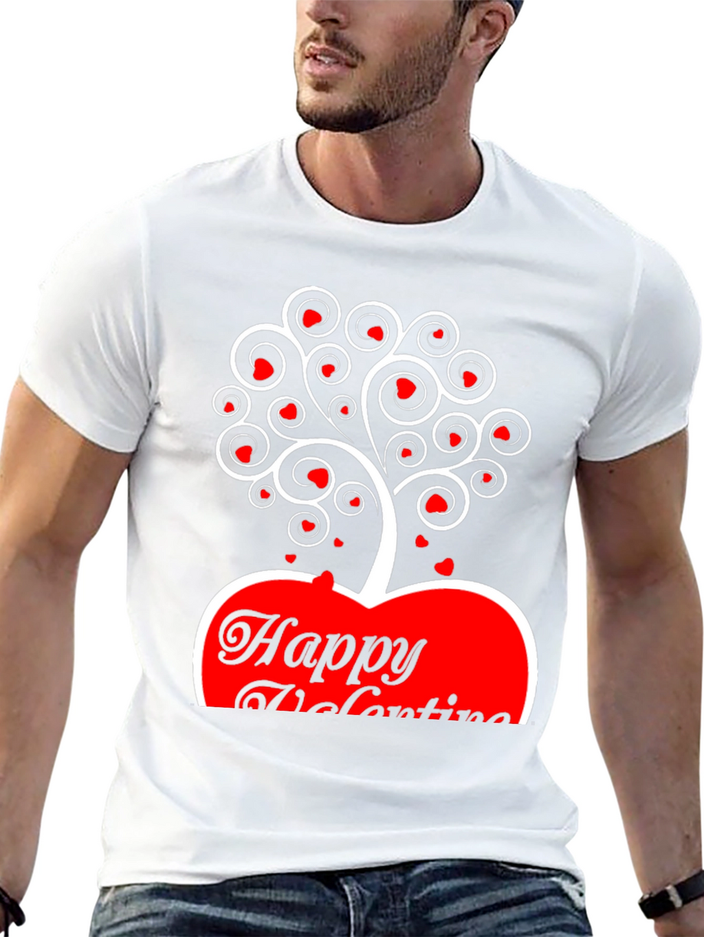 Valentines Day Heart Tree T-Shirt - Black