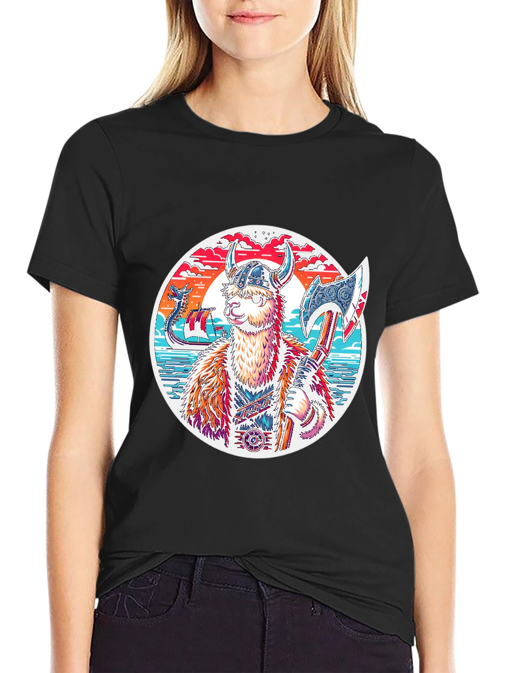 Viking Llama T-Shirt - Unique Graphic Tee