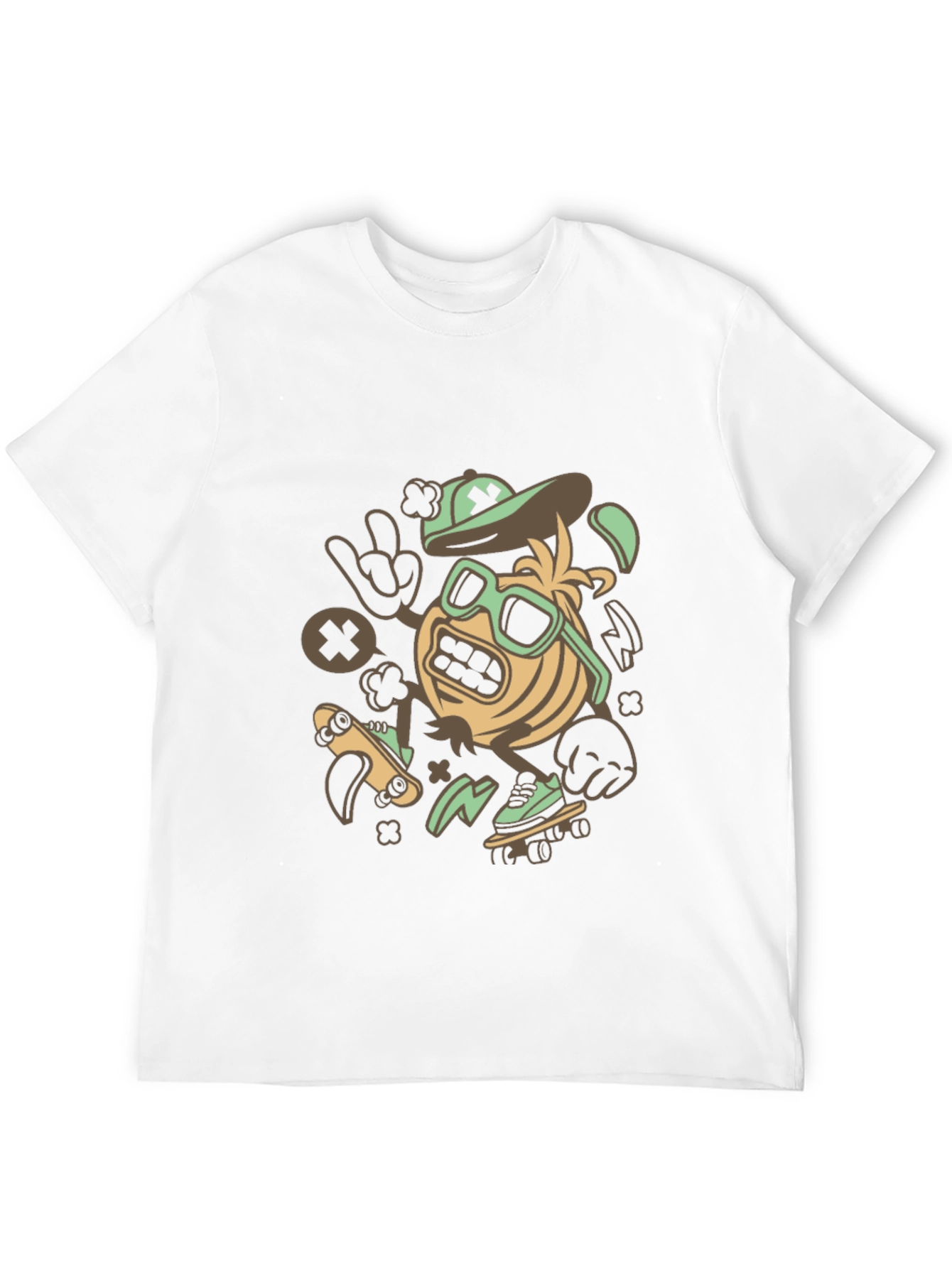 Skateboarding Character Graphic Tee - Black