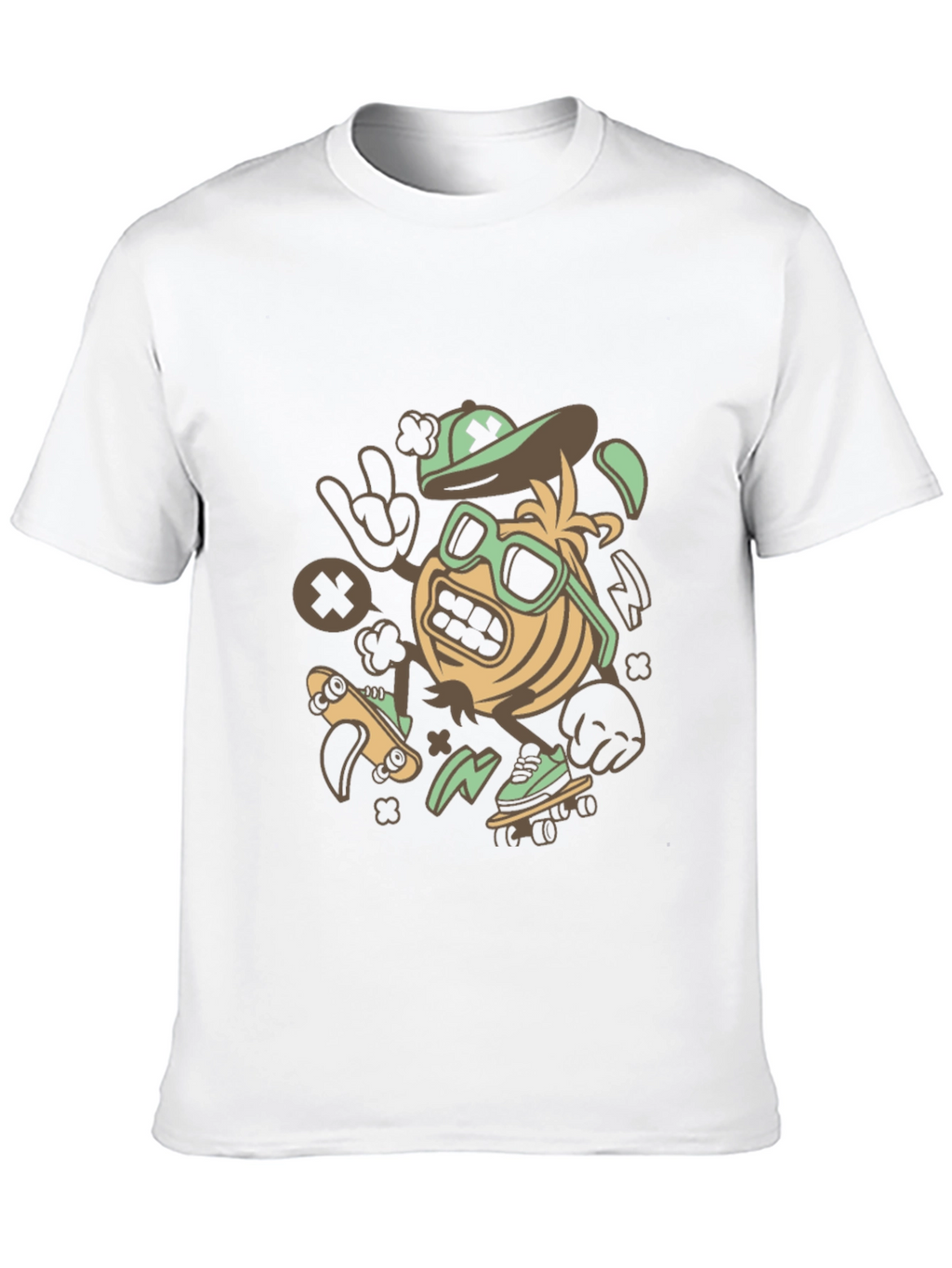 Skateboarding Character Graphic Tee - Black