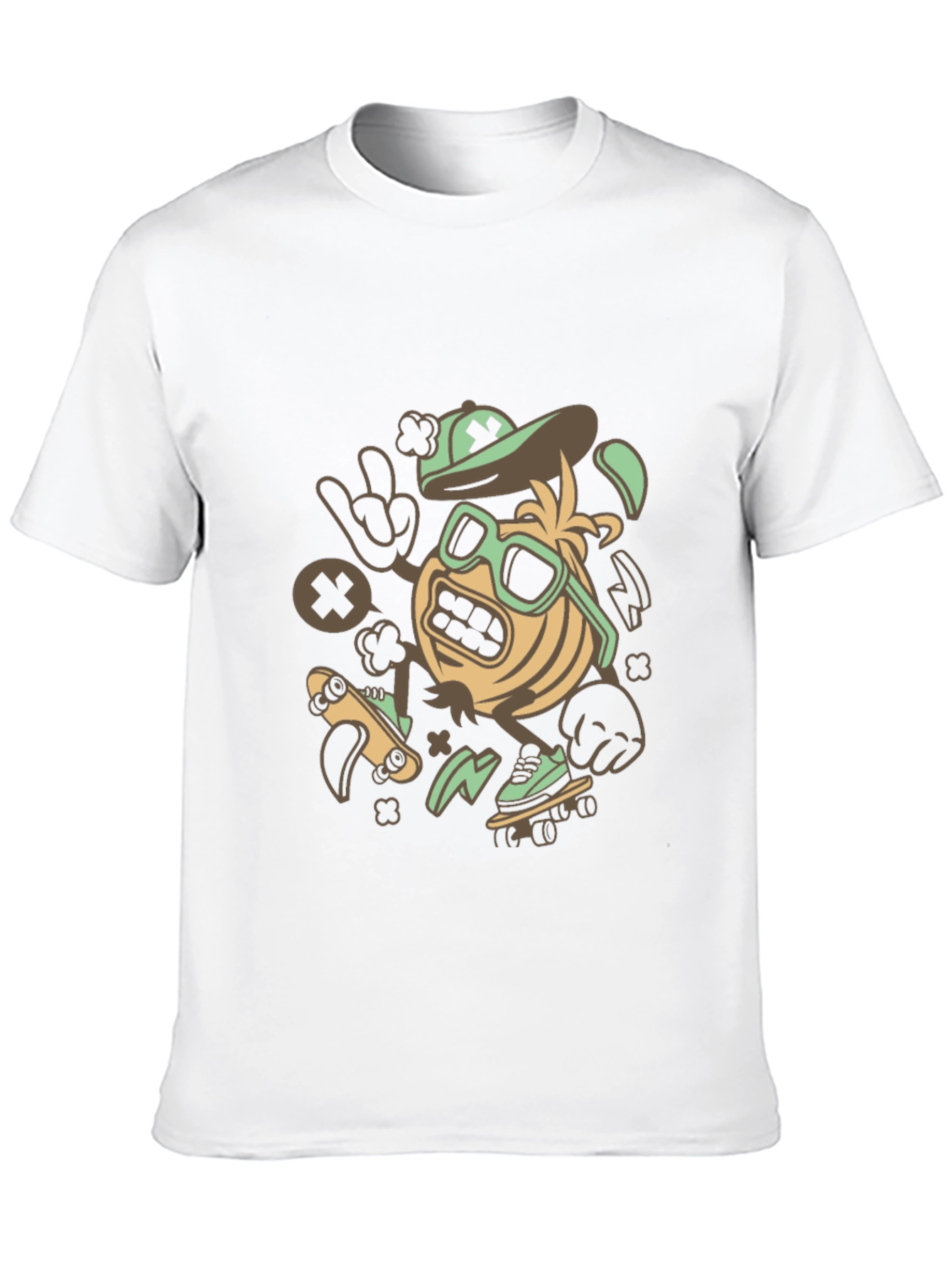 Skateboarding Character Graphic Tee - Black