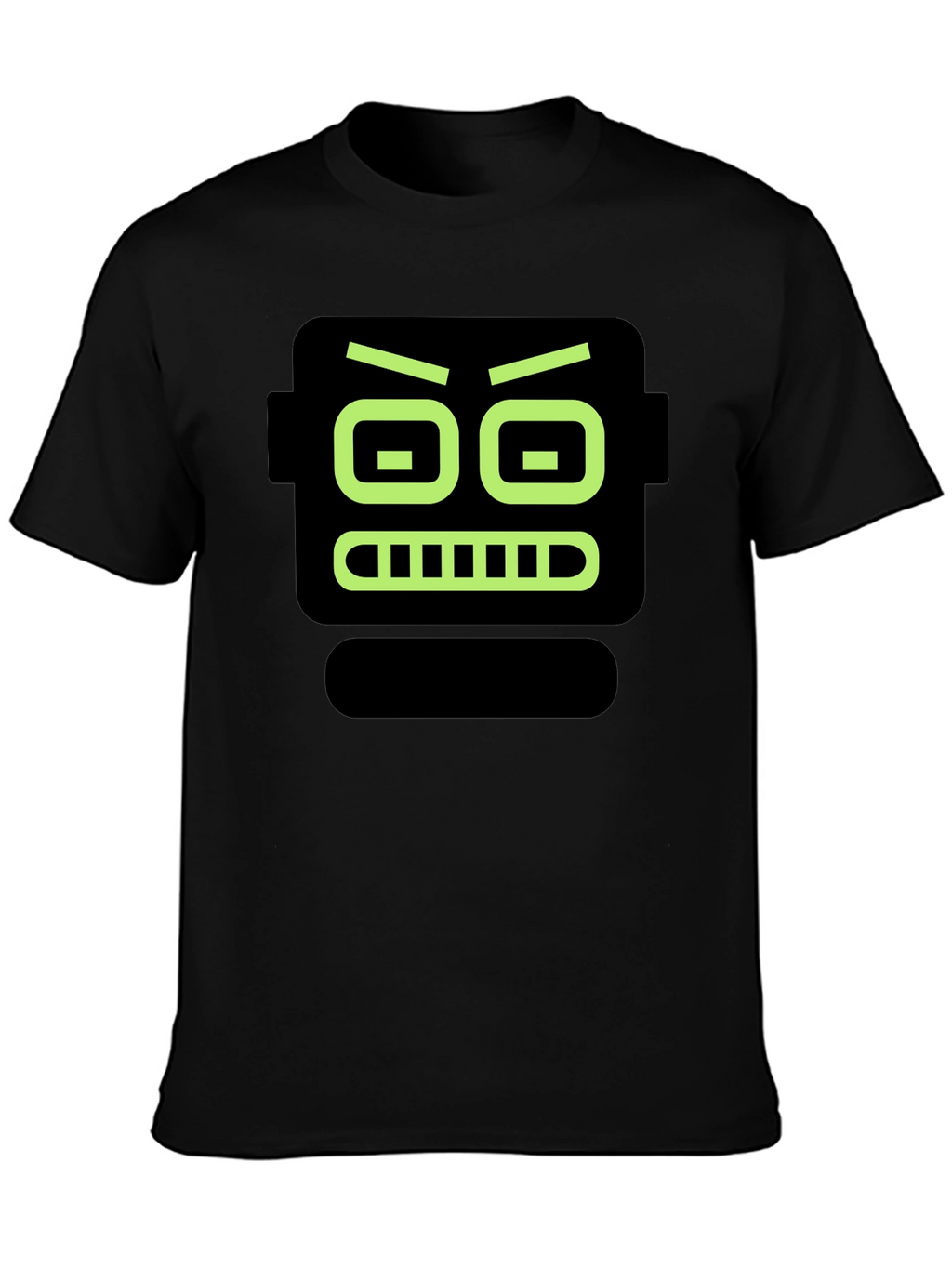 Robot Face Graphic Print Black T-Shirt