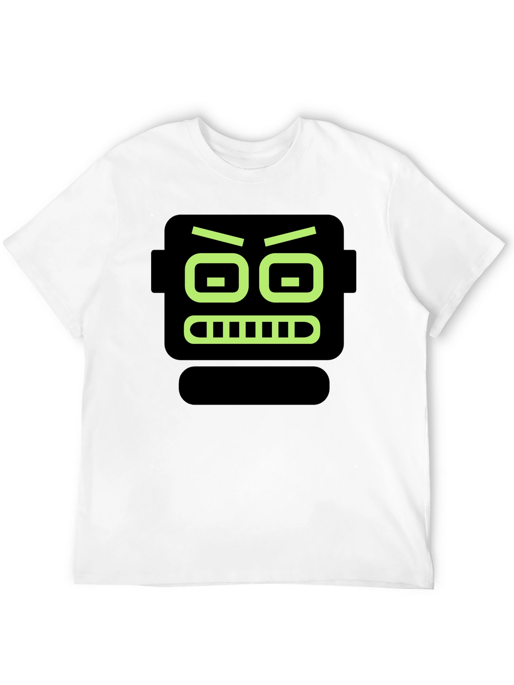 Robot Face Graphic Print Black T-Shirt