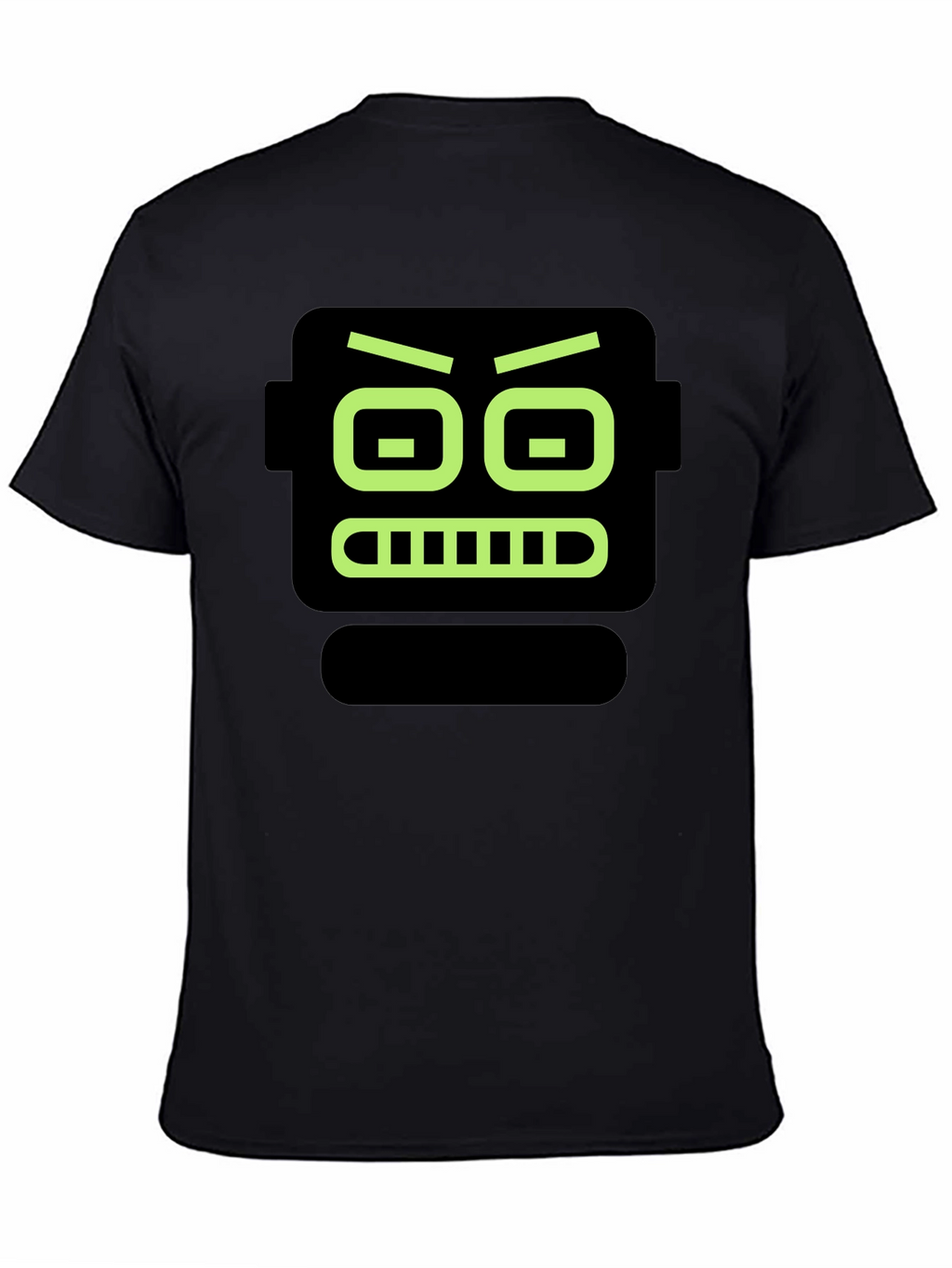 Robot Face Graphic Print Black T-Shirt