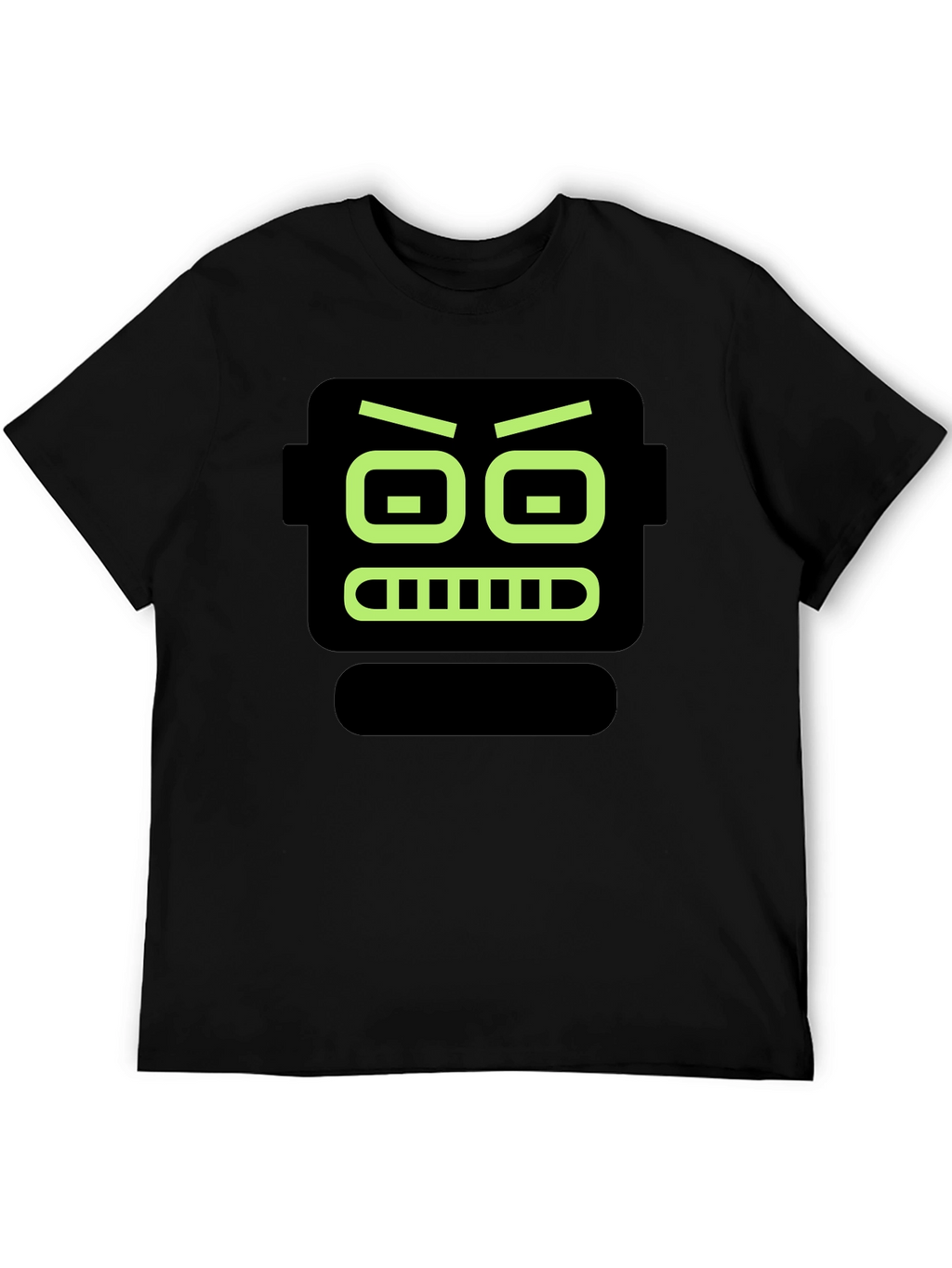Robot Face Graphic Print Black T-Shirt