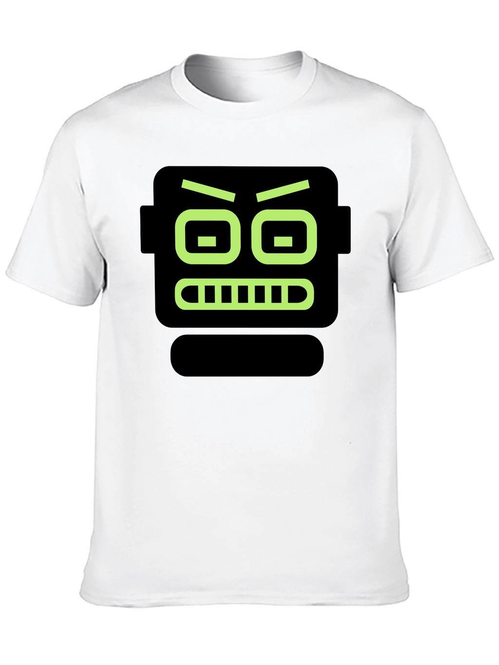 Robot Face Graphic Print Black T-Shirt