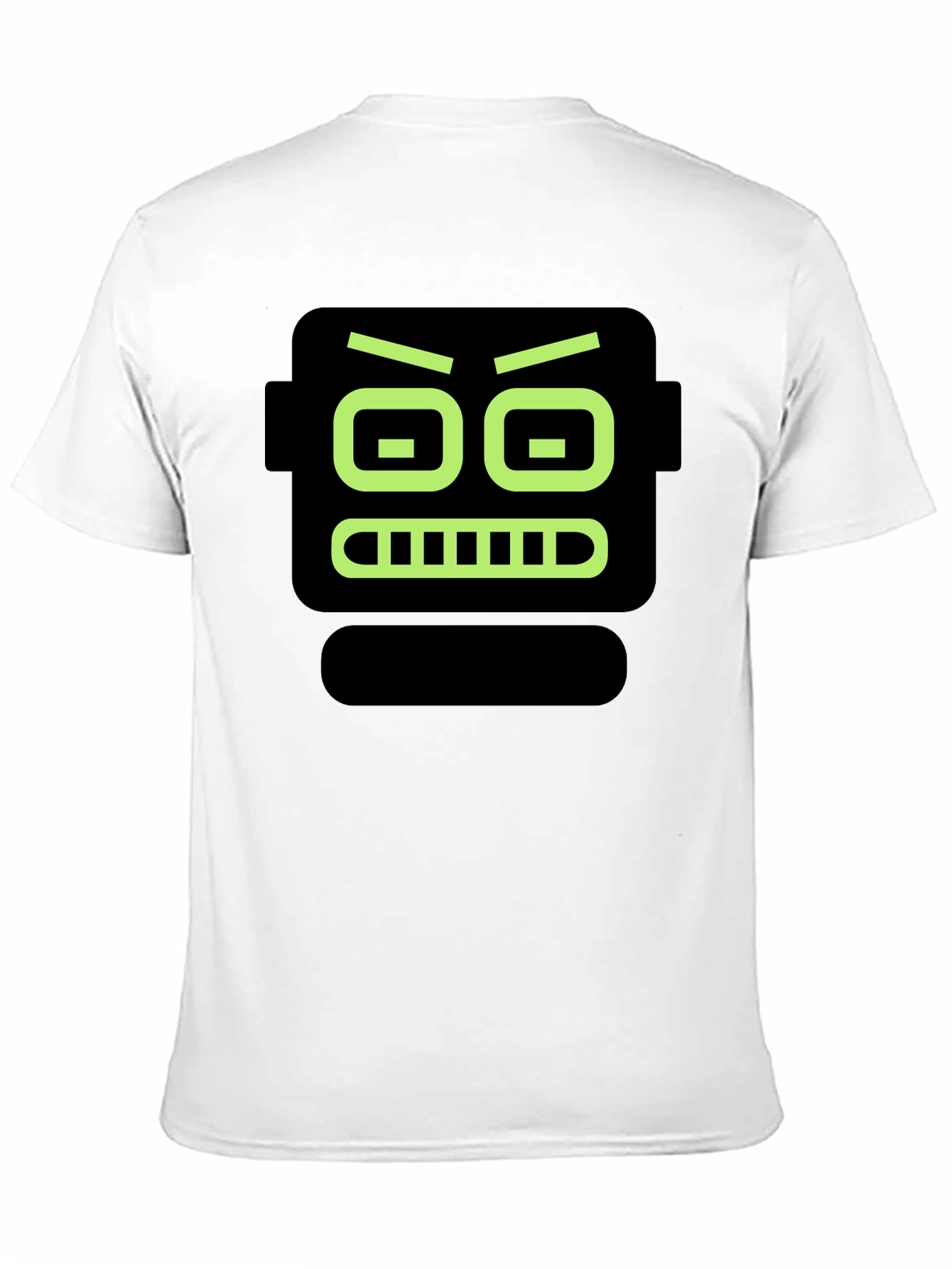 Robot Face Graphic Print Black T-Shirt
