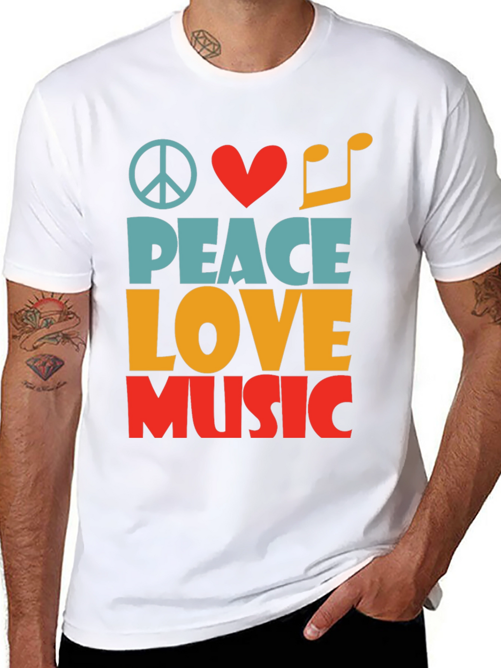 Peace Love Music Graphic T-Shirt