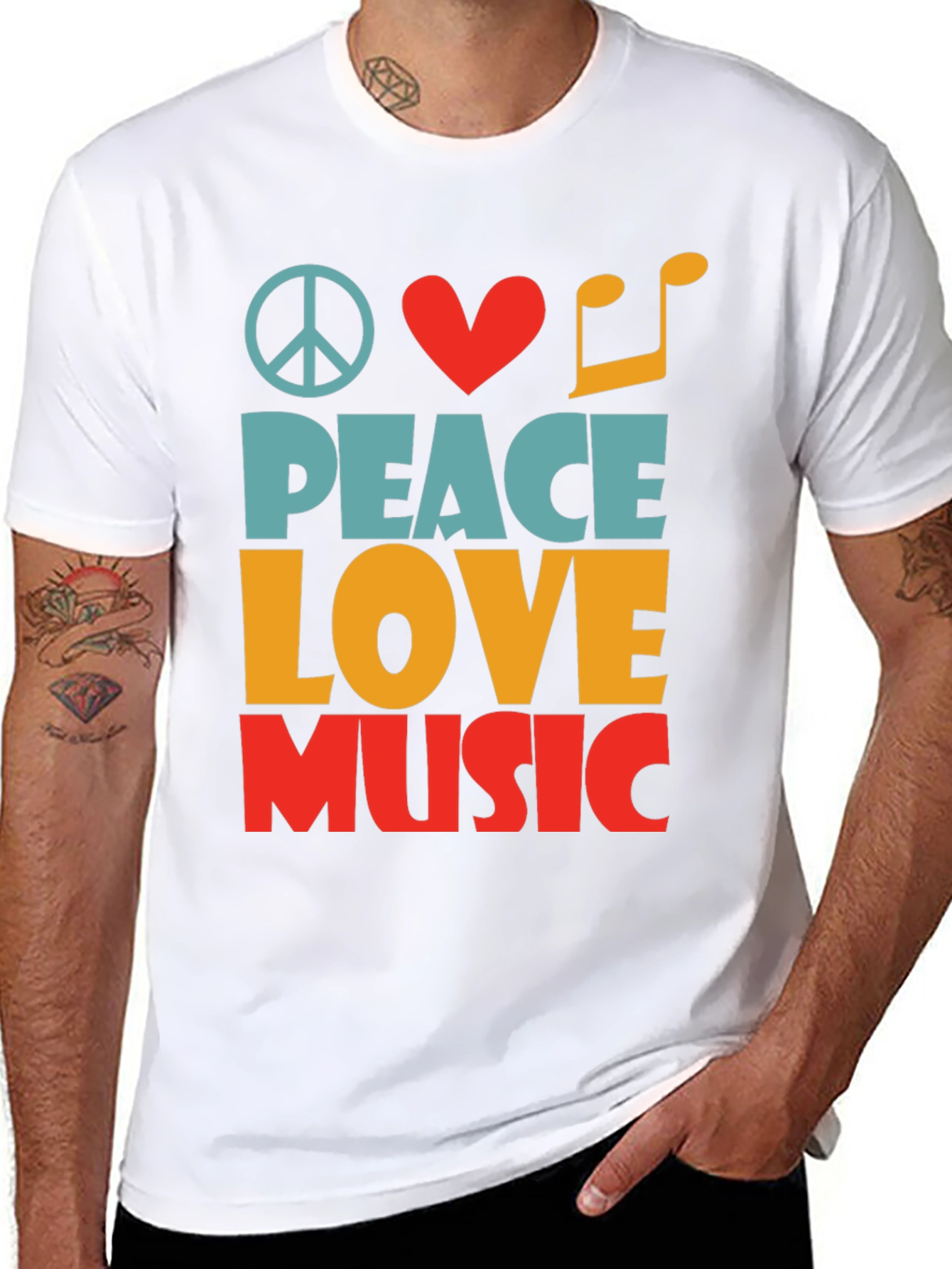 Peace Love Music Graphic T-Shirt