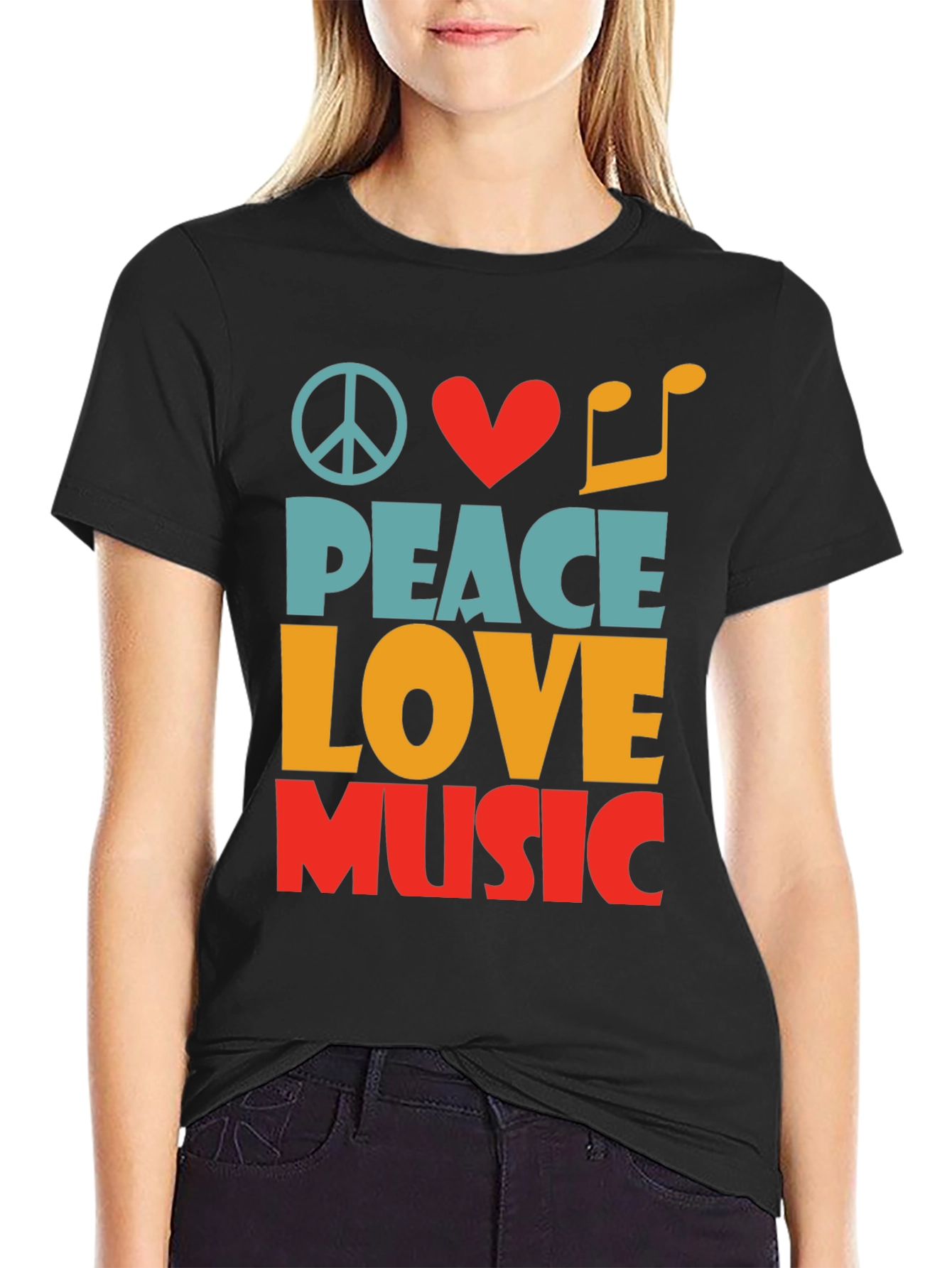 Peace Love Music Graphic T-Shirt
