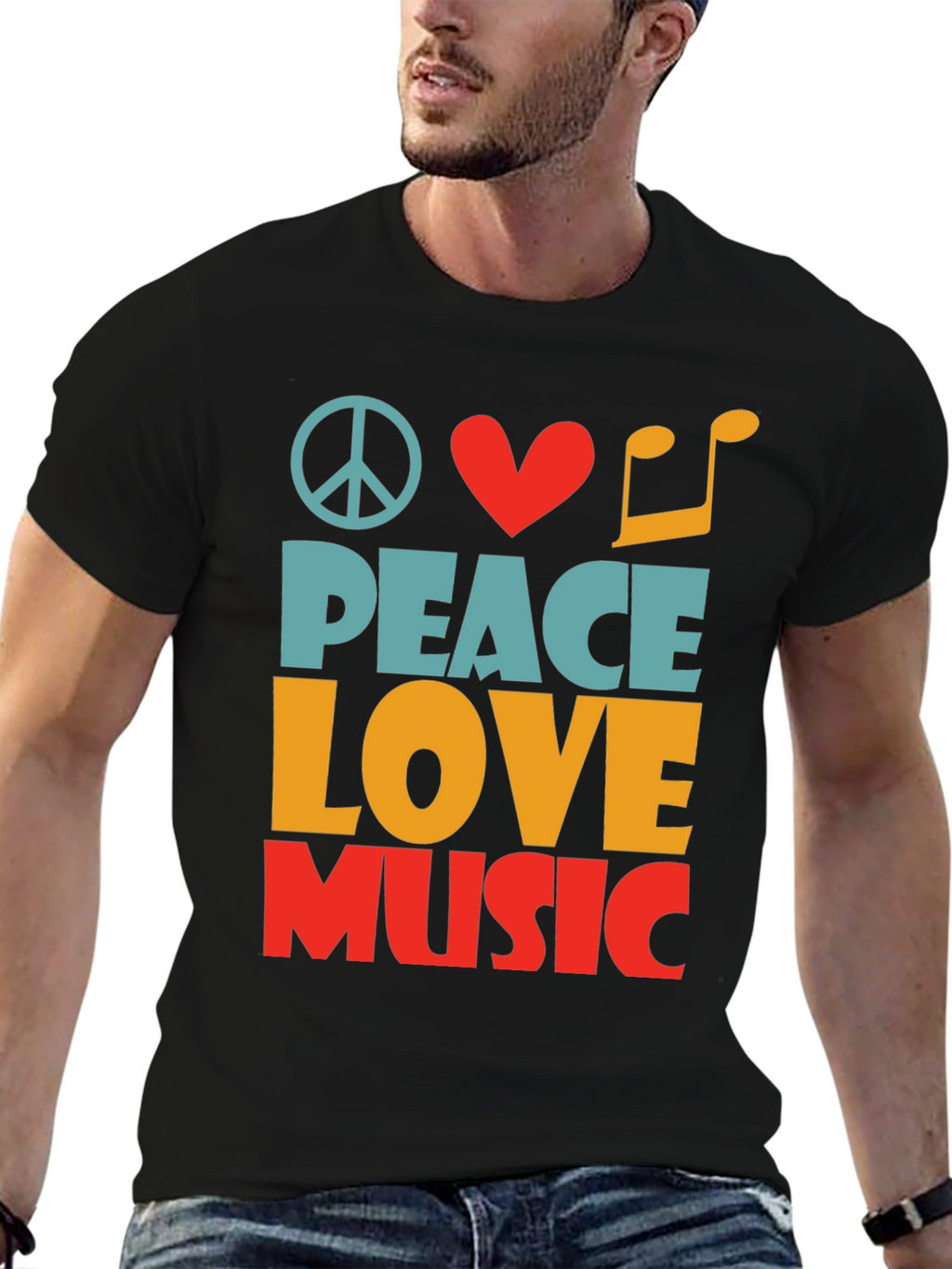 Peace Love Music Graphic T-Shirt