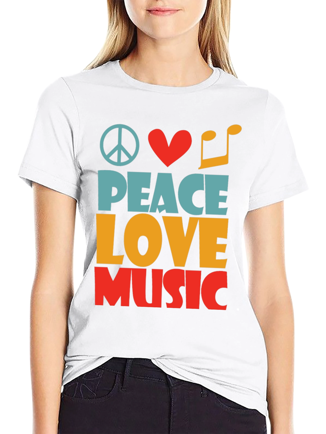 Peace Love Music Graphic T-Shirt