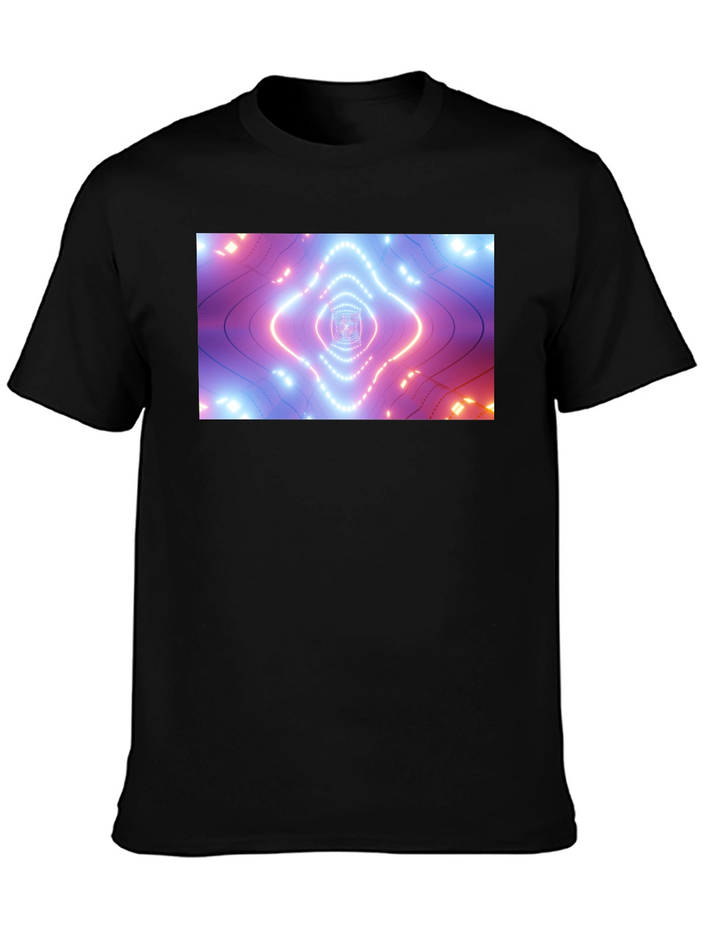 Abstract Neon Tunnel Black T-Shirt
