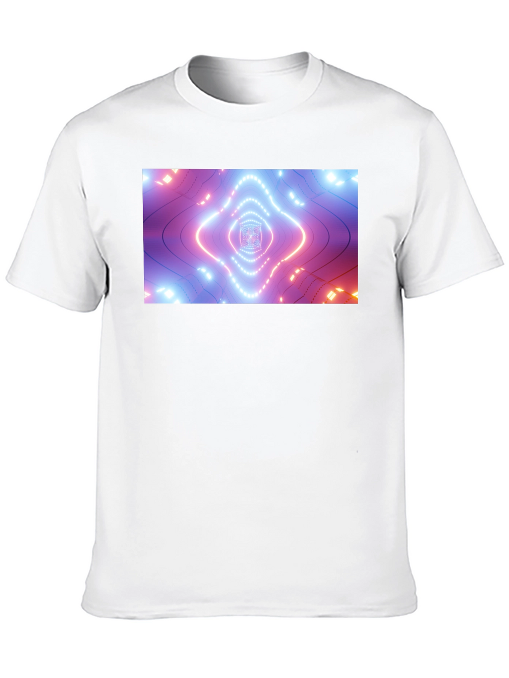 Abstract Neon Tunnel Black T-Shirt