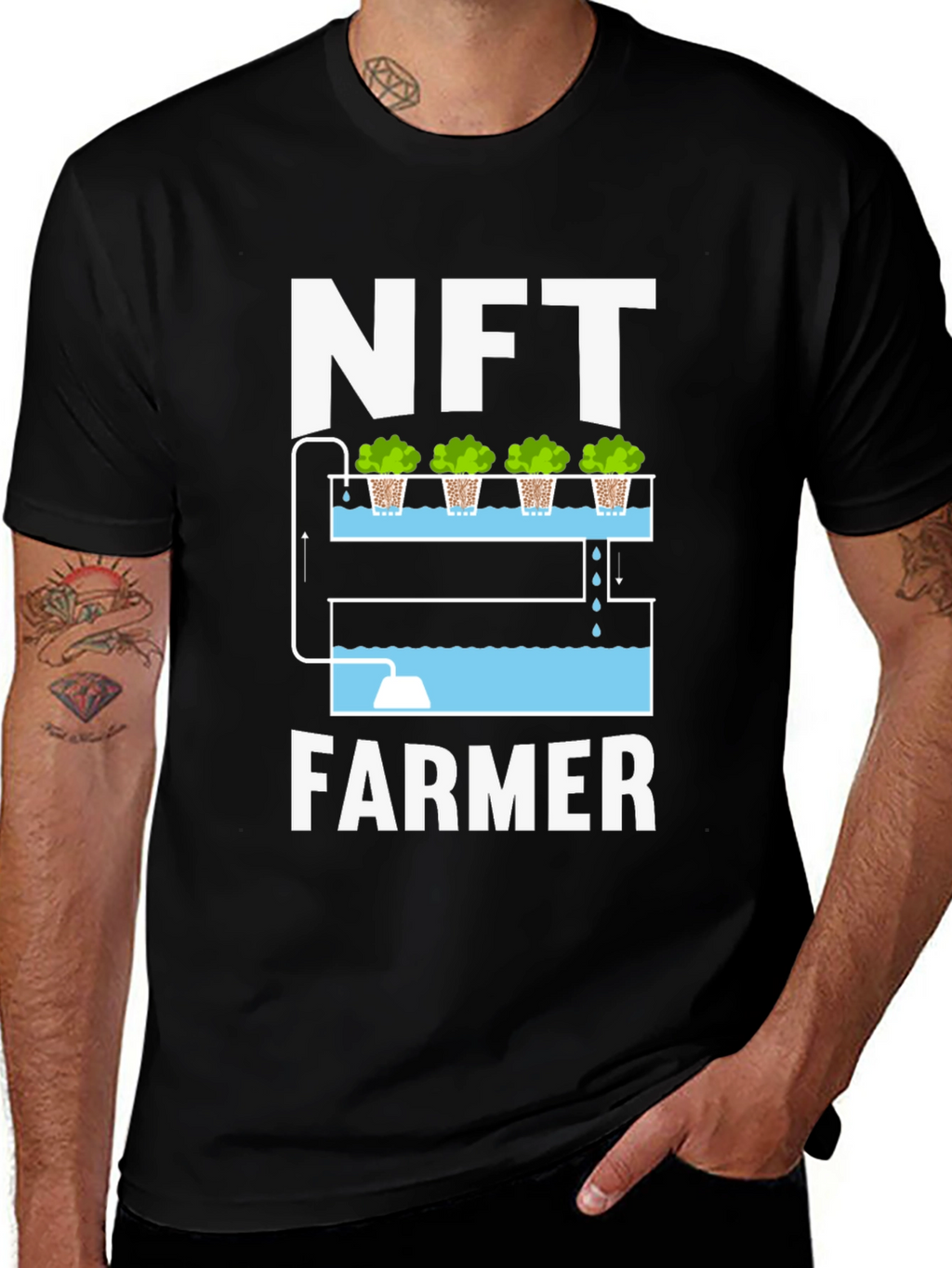NFT Farmer Graphic T-Shirt - Hydroponics Design
