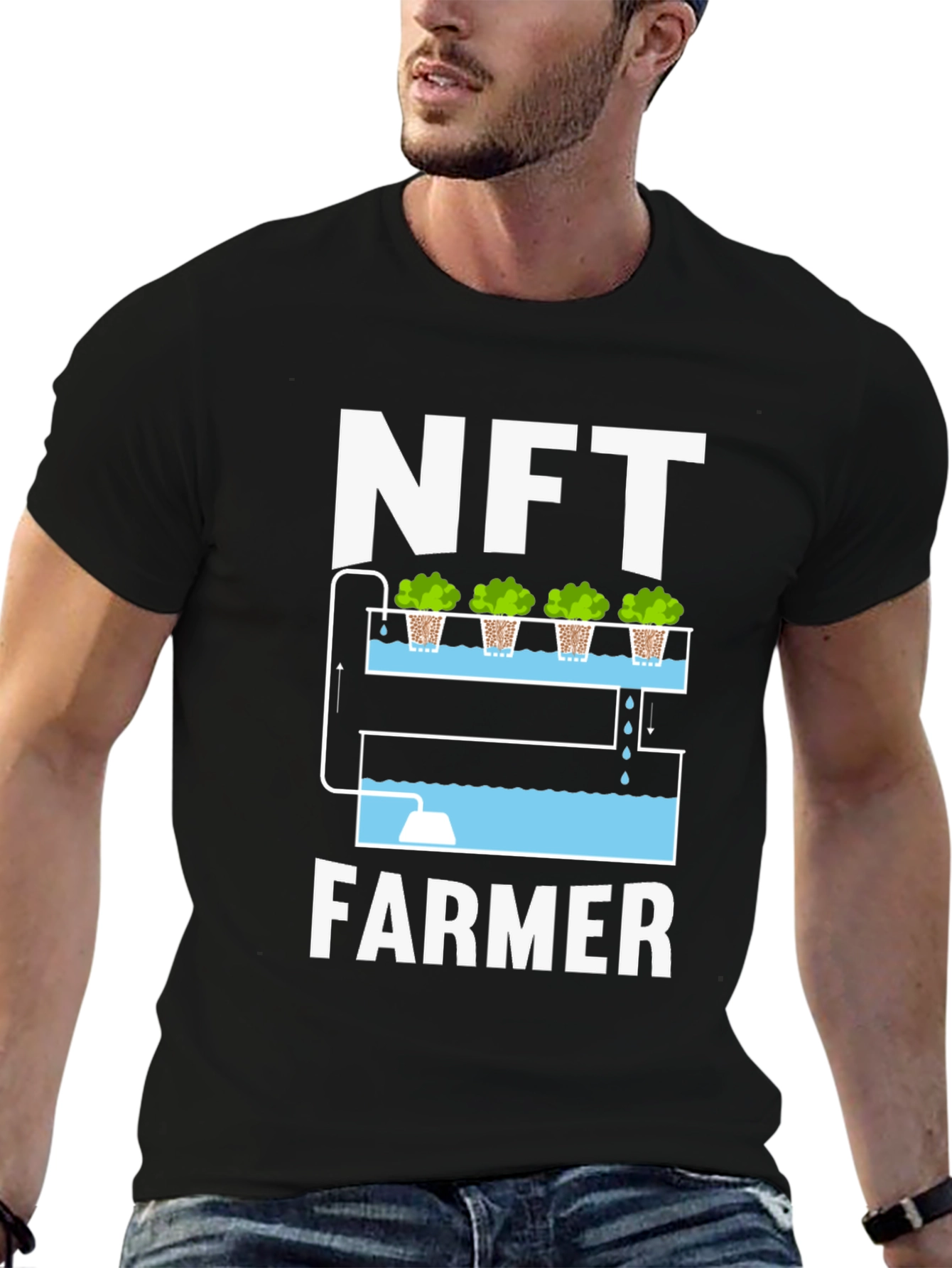 NFT Farmer Graphic T-Shirt - Hydroponics Design