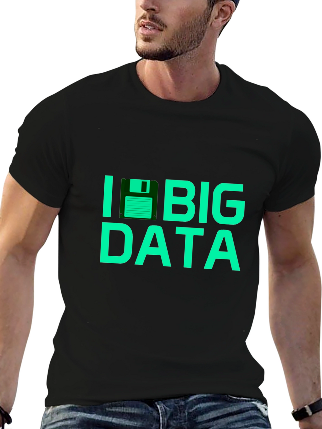I Floppy Disk Big Data Tee - Black T-Shirt