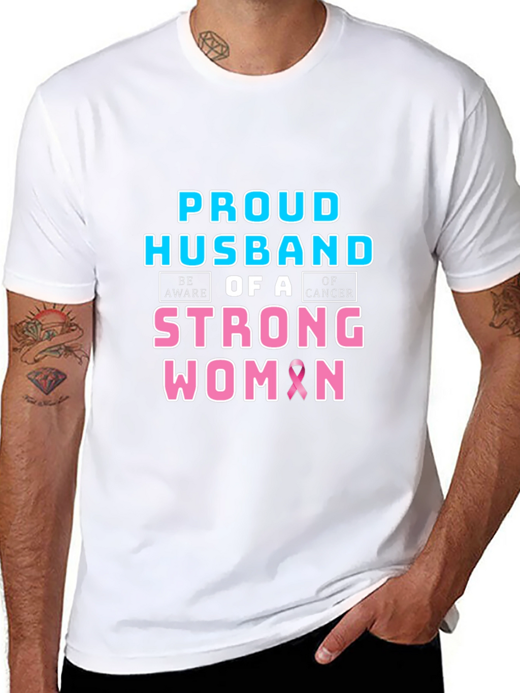 Proud Husband of a Strong Woman Cancer Awareness T-Shirt