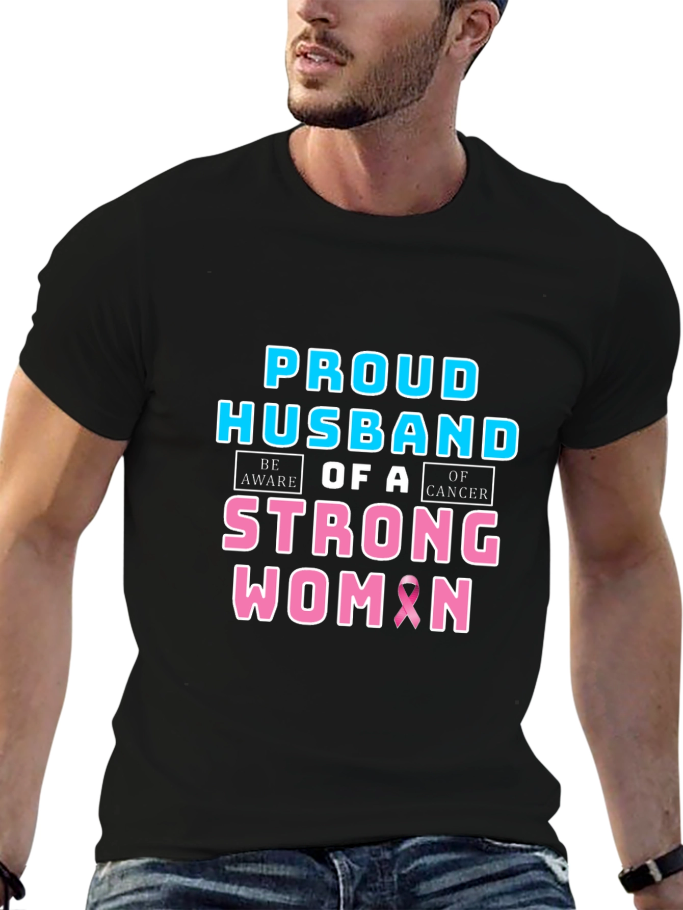 Proud Husband of a Strong Woman Cancer Awareness T-Shirt