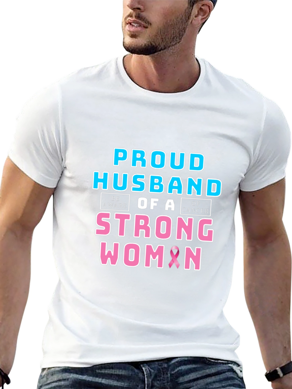Proud Husband of a Strong Woman Cancer Awareness T-Shirt