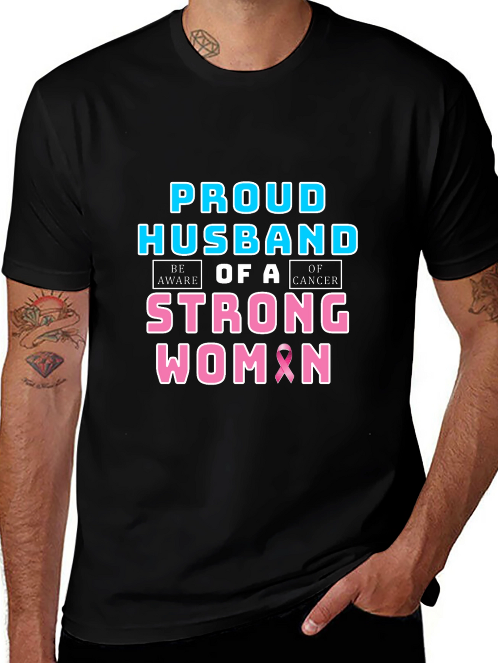 Proud Husband of a Strong Woman Cancer Awareness T-Shirt