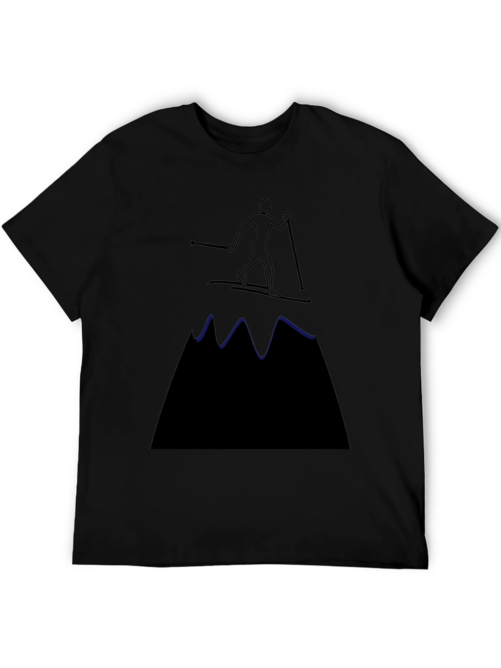 Ski Mountain Graphic Tee - Black Cotton T-Shirt