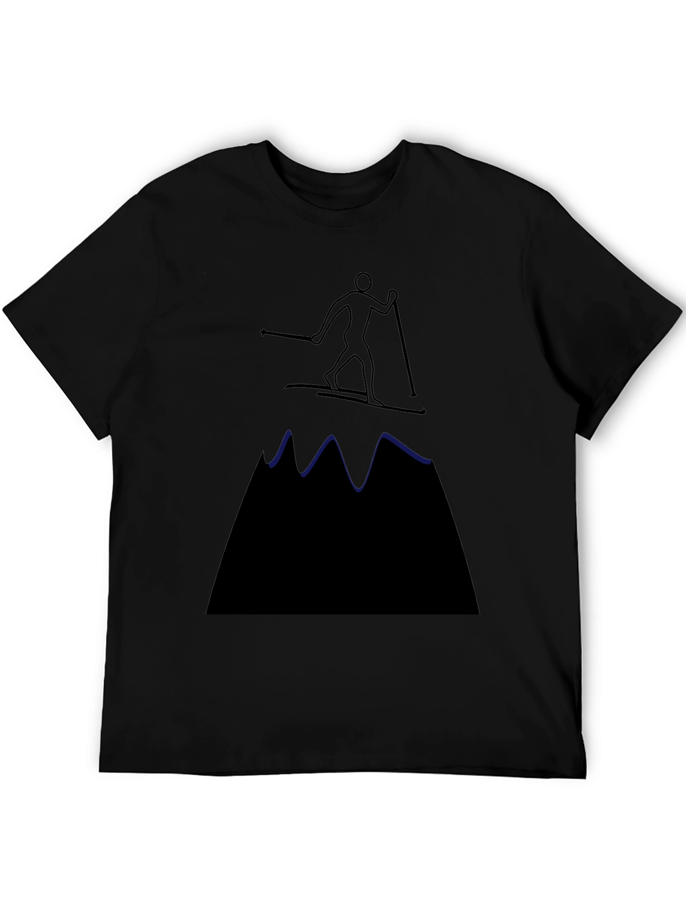 Ski Mountain Graphic Tee - Black Cotton T-Shirt