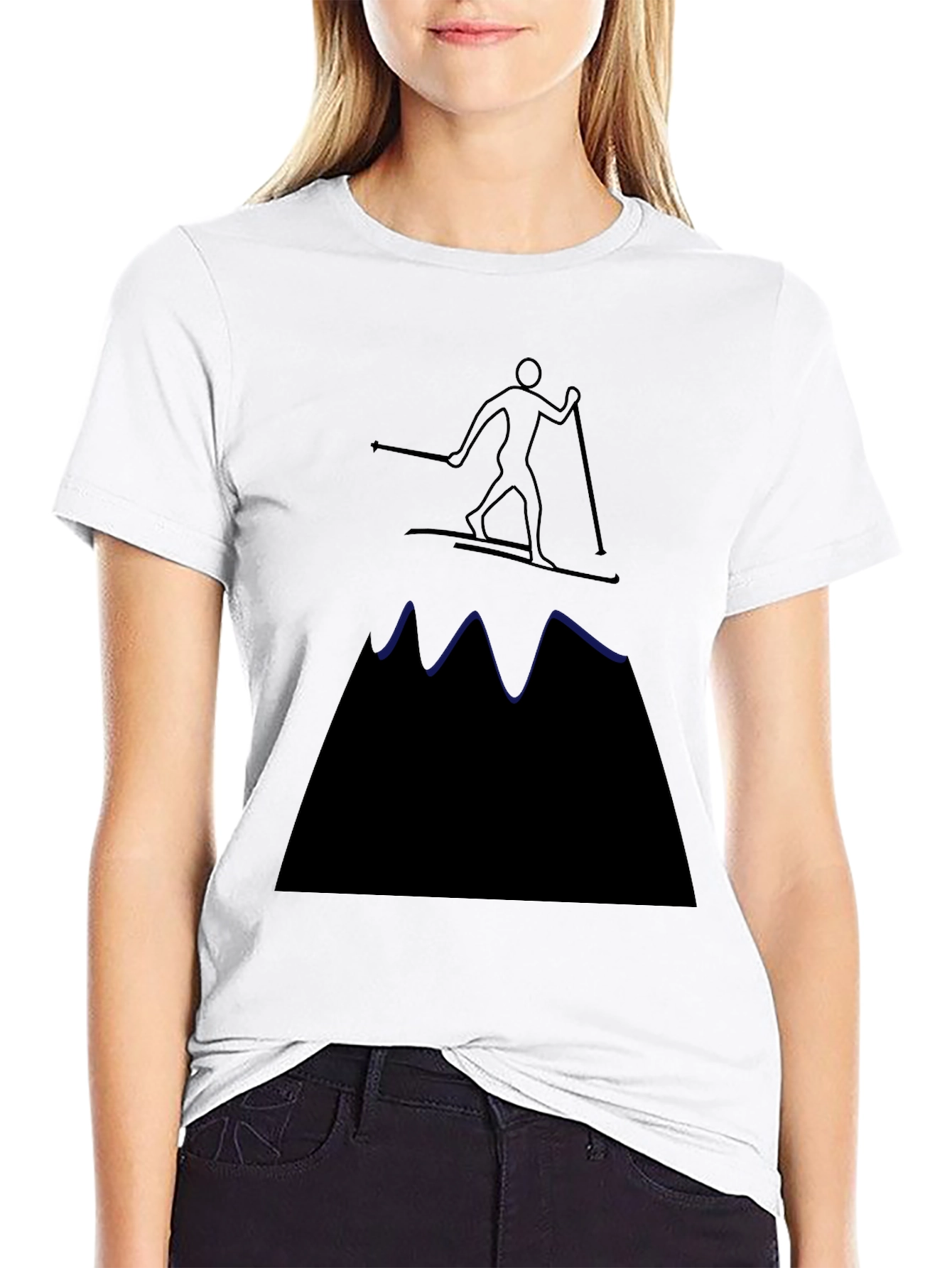 Ski Mountain Graphic Tee - Black Cotton T-Shirt