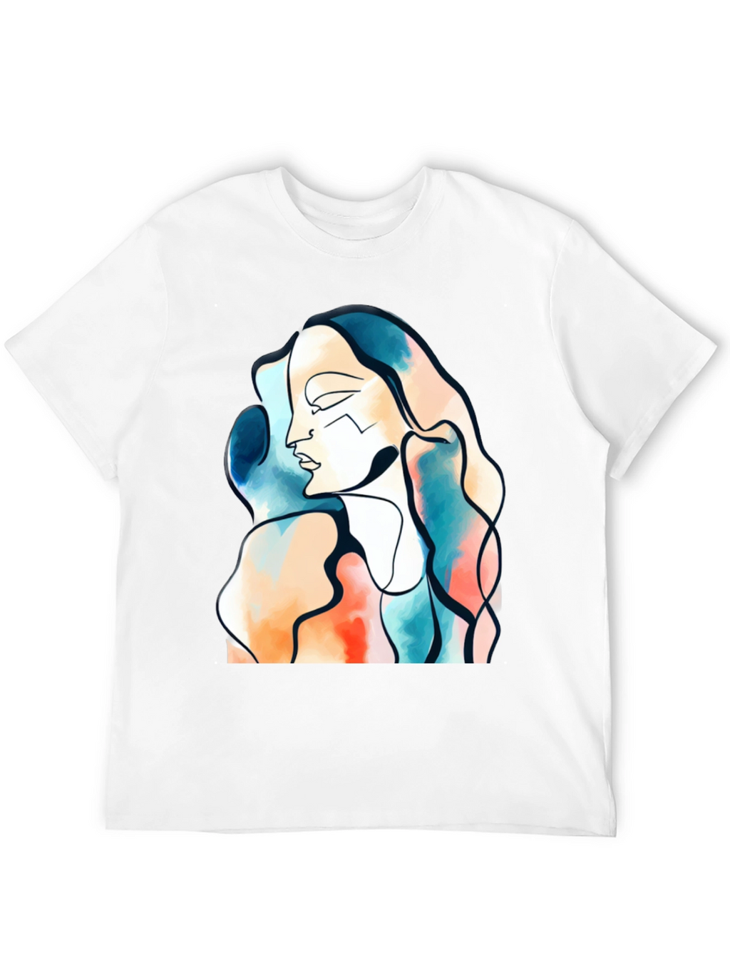 Abstract Face Graphic Print Black T-Shirt