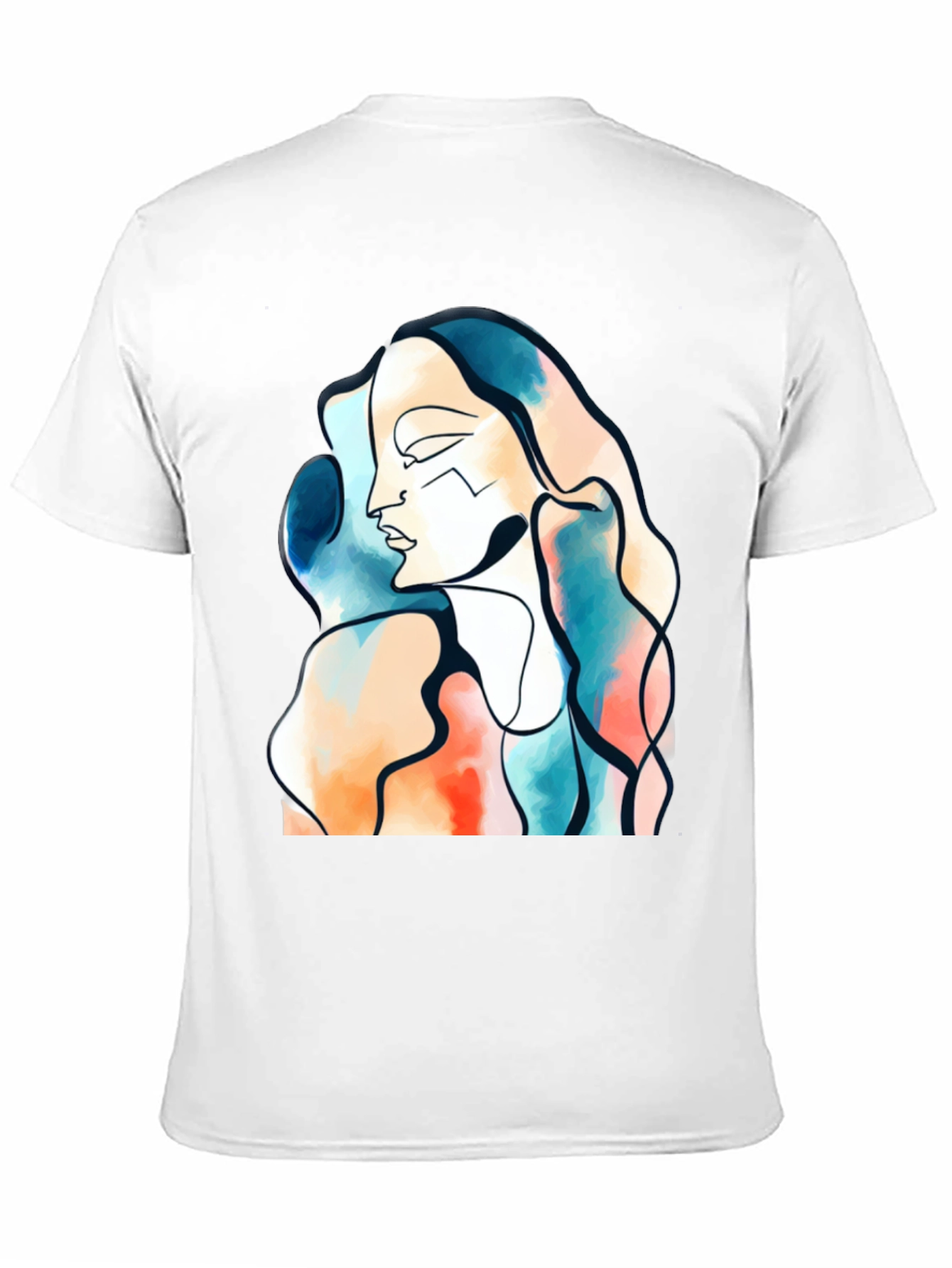 Abstract Face Graphic Print Black T-Shirt