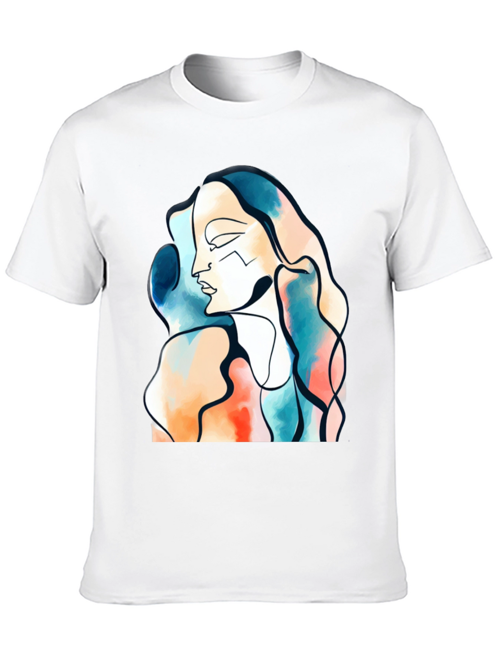 Abstract Face Graphic Print Black T-Shirt